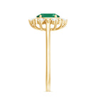 Rosec Jewels-Natural 5X7mm Oval Emerald Engagement Ring with Diamond Halo
