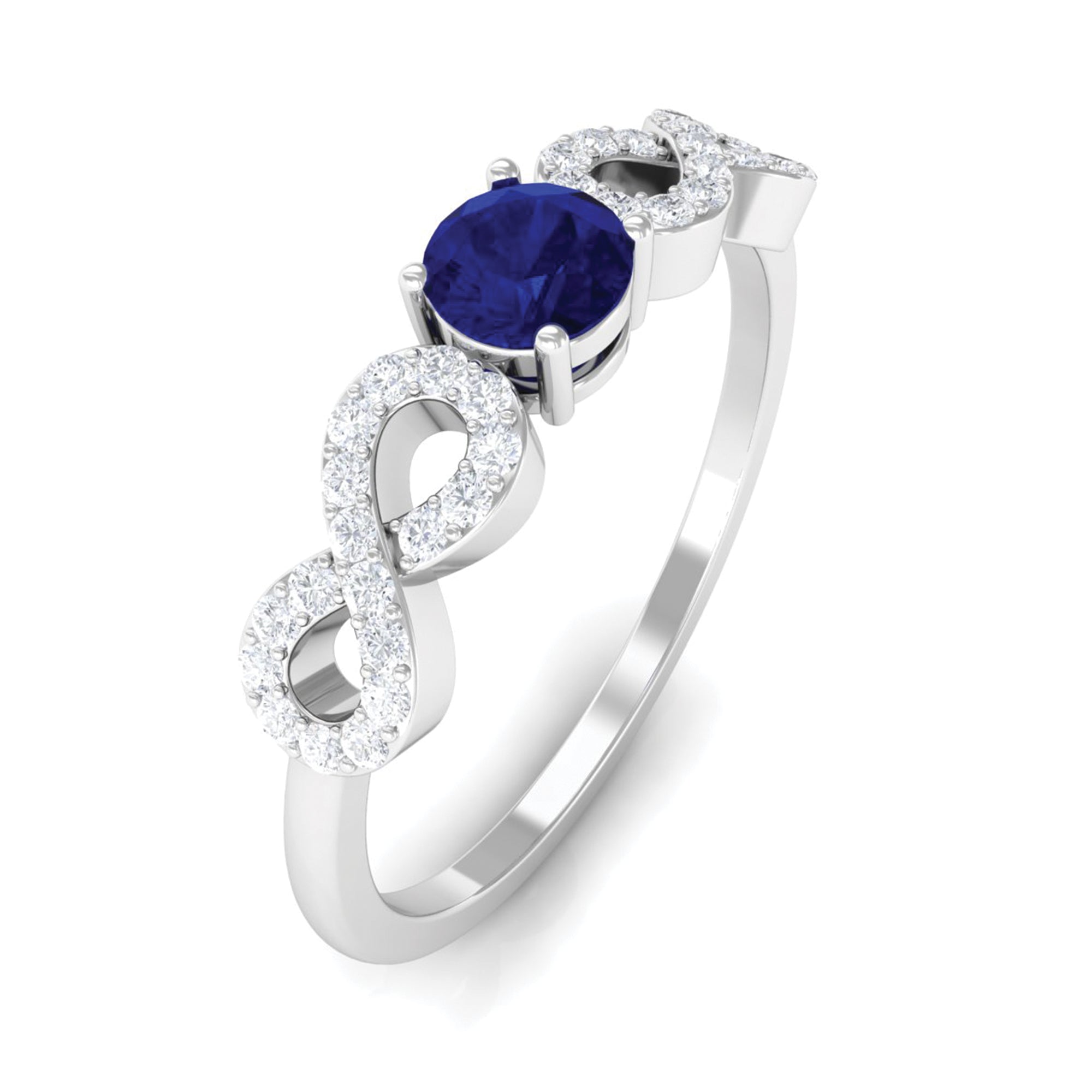 Rosec Jewels-Minimalist Blue Sapphire and Diamond Infinity Promise Ring