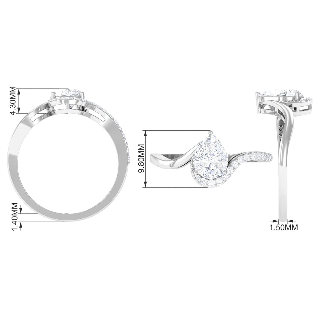 Certified Moissanite Bypass Engagement Ring Moissanite - ( D-VS1 ) - Color and Clarity - Rosec Jewels