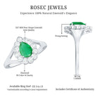 5X7 mm Pear Cut Emerald Engagement Ring with Diamond Halo AAA - Rosec Jewels