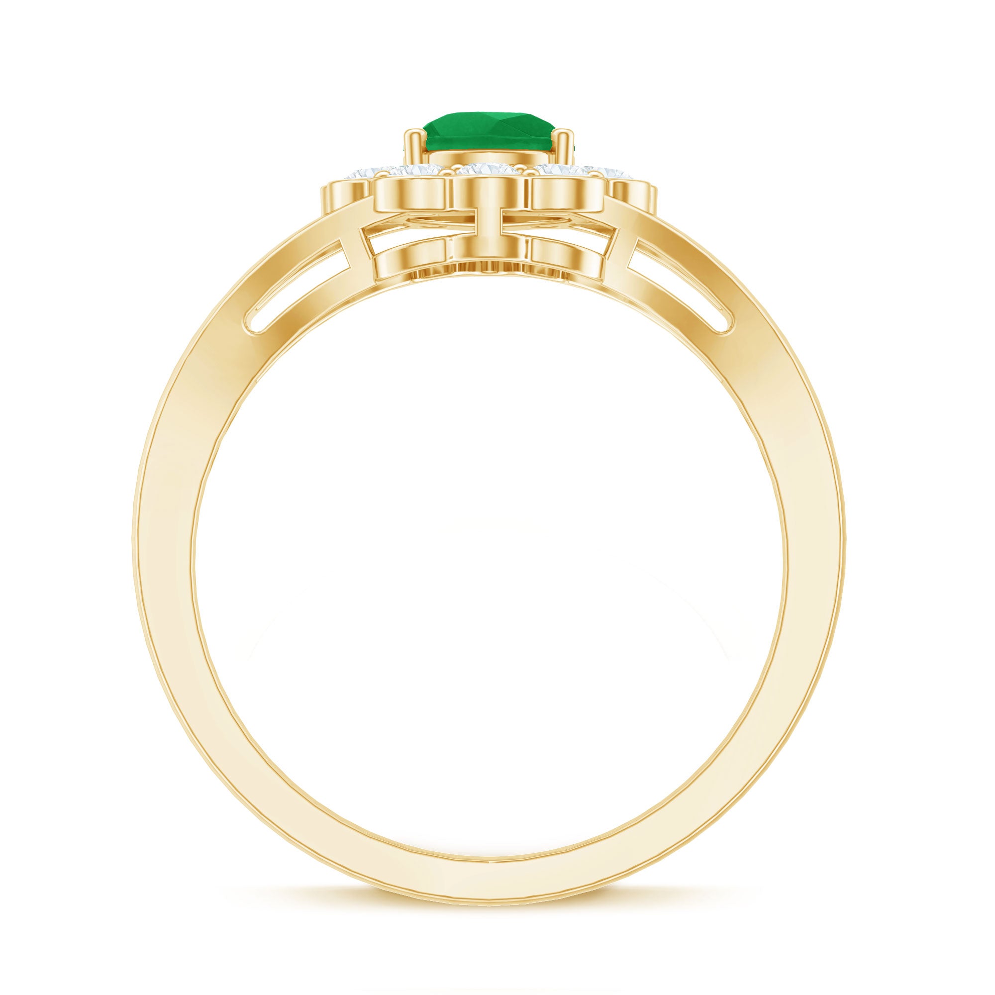 5X7 mm Pear Cut Emerald Engagement Ring with Diamond Halo AAA - Rosec Jewels