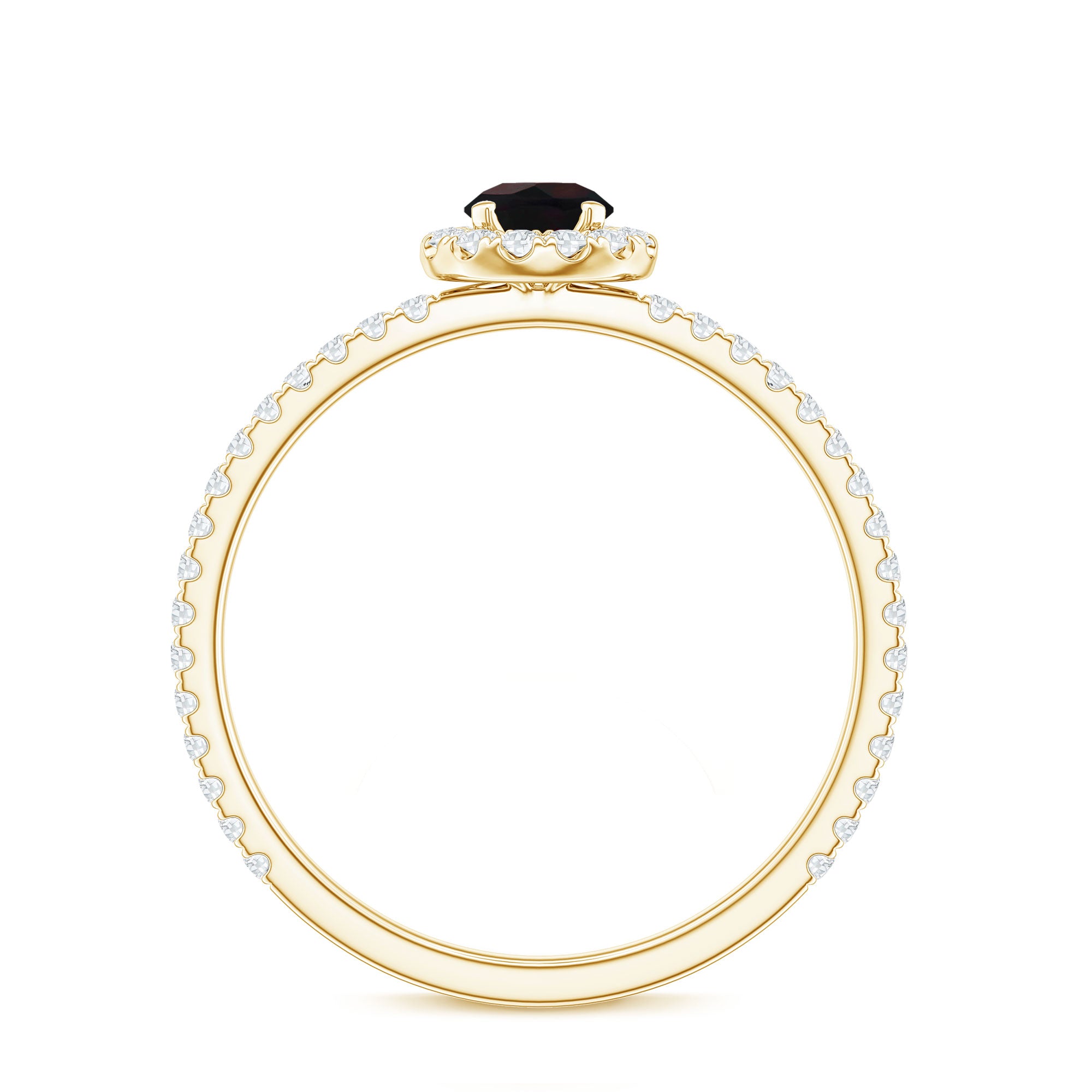 Genuine Black Opal Minimal Promise Ring with Diamond Halo AAA - Rosec Jewels