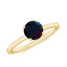 3/4 CT Round Black Opal Solitaire Ring in Gold Black Opal - ( AAA ) - Quality - Rosec Jewels