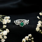 Lab Grown Emerald Diamond Flower Engagement Ring with Certificate AAAA - Rosec Jewels