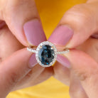 1.75 CT Classic Oval Cut London Blue Topaz Ring with Diamond Halo London Blue Topaz - ( AAA ) - Quality - Rosec Jewels