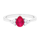 Rosec Jewels-Natural 0.8 Carat Ruby Teardrop Engagement Ring with Diamond Trio