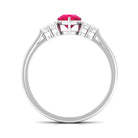 Rosec Jewels-Natural 0.8 Carat Ruby Teardrop Engagement Ring with Diamond Trio