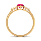 Rosec Jewels-Natural 0.8 Carat Ruby Teardrop Engagement Ring with Diamond Trio