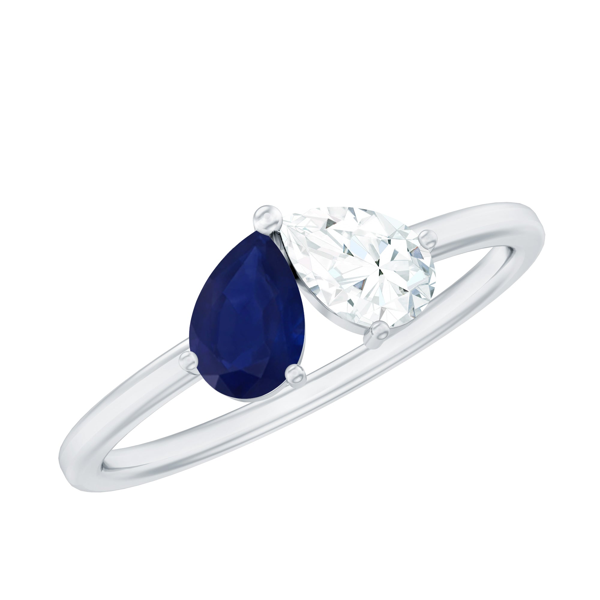 Blue Sapphire and Diamond Toi Et Moi Ring