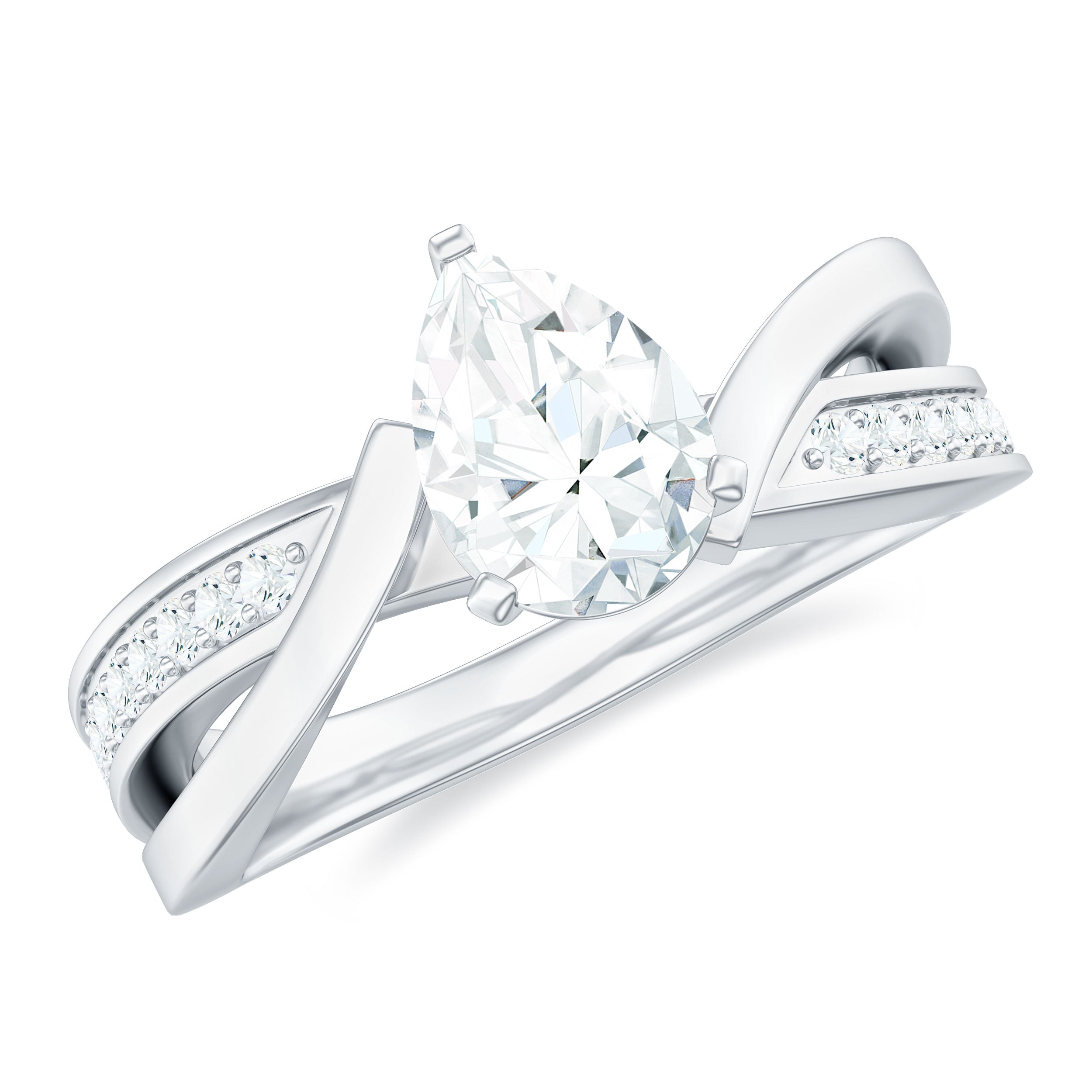 Pear Shaped Solitaire Lab Grown Diamond Infinity Engagement Ring Lab Grown Diamond - ( EF-VS ) - Color and Clarity - Rosec Jewels
