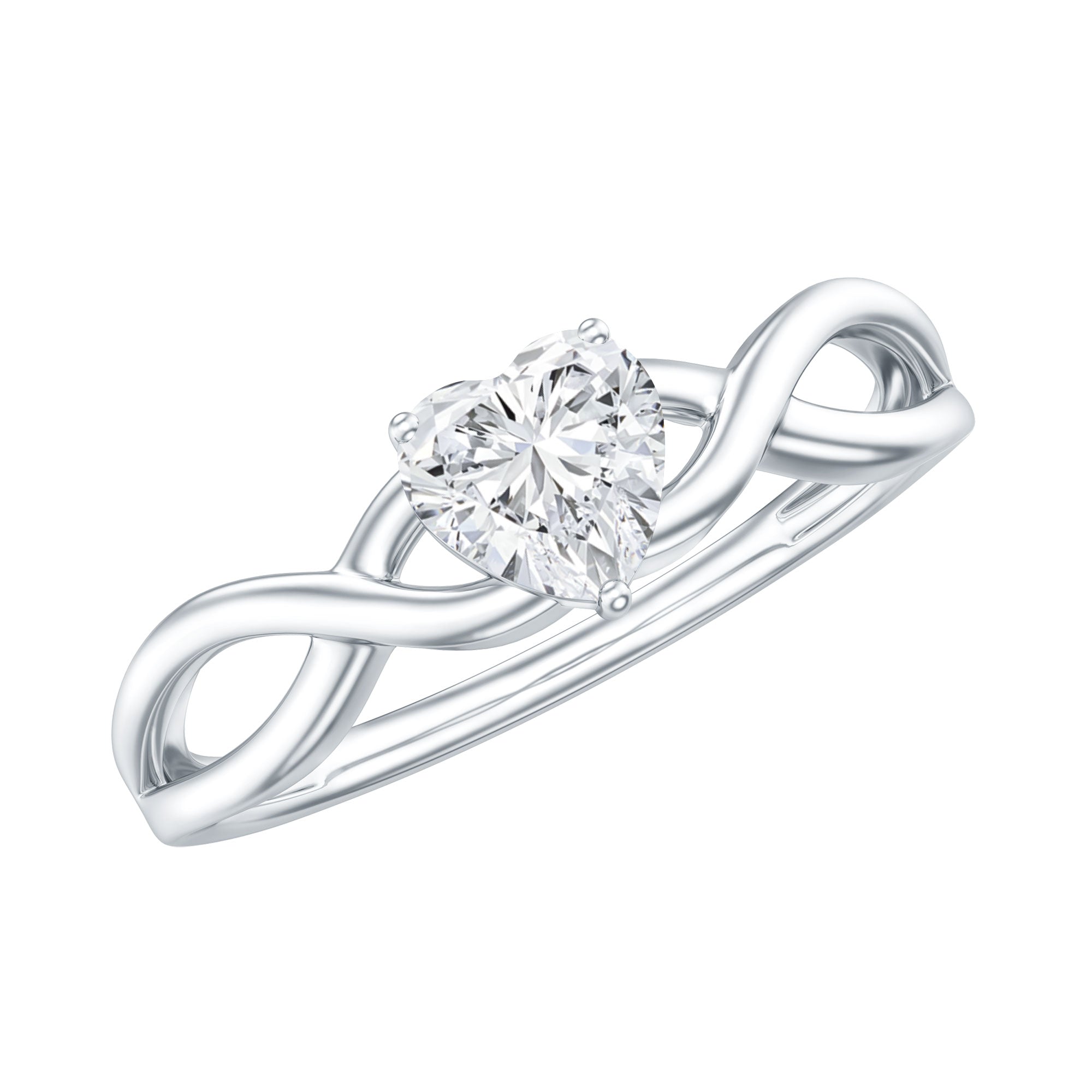 Lab Grown Diamond Heart Promise Ring in Crossover Shank Lab - ( EF-VS ) - Rosec Jewels