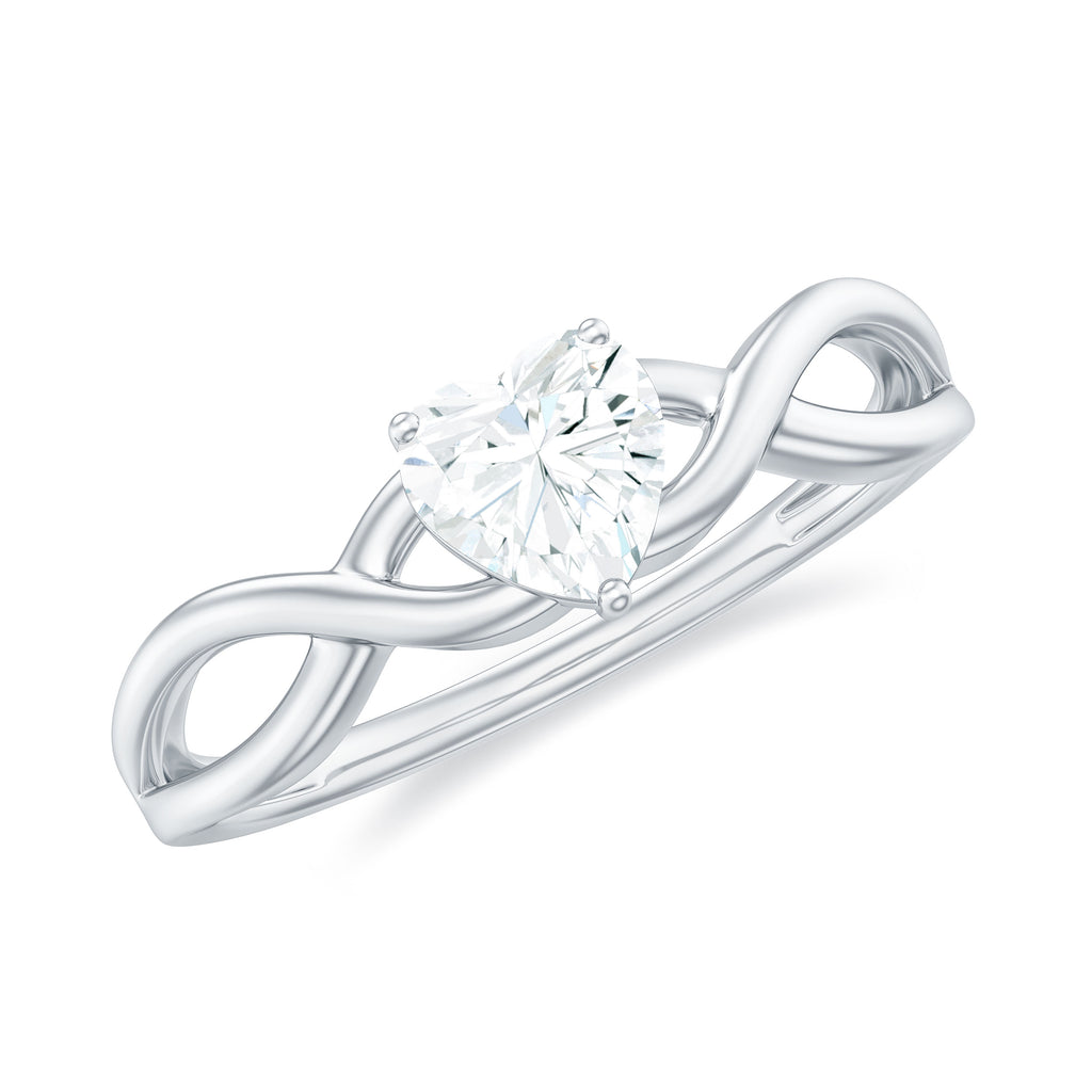 Rosec Jewels - Heart Shape Lab Grown Diamond Solitaire Promise Ring in Crossover Shank