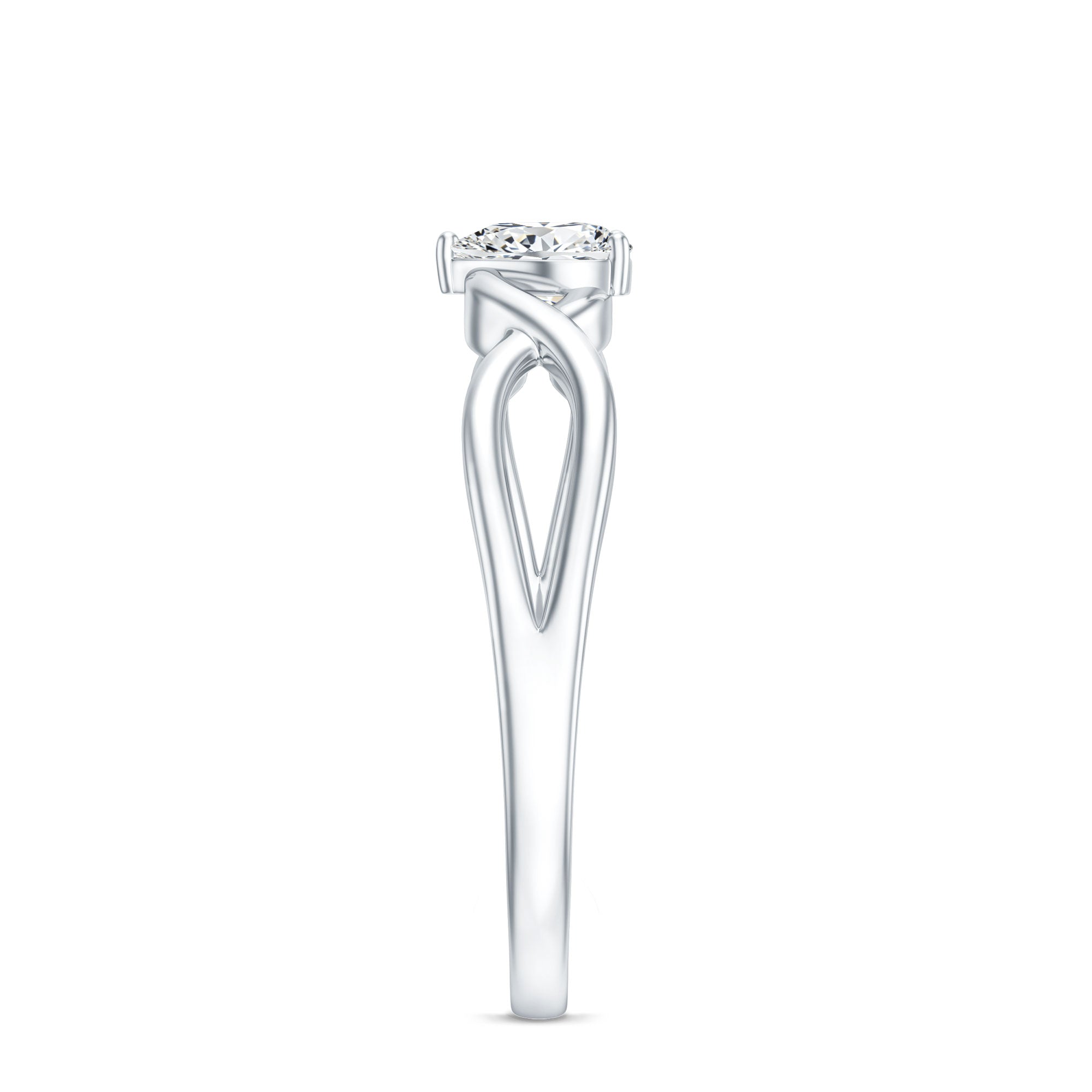 Lab Grown Diamond Heart Promise Ring in Crossover Shank Lab - ( EF-VS ) - Rosec Jewels