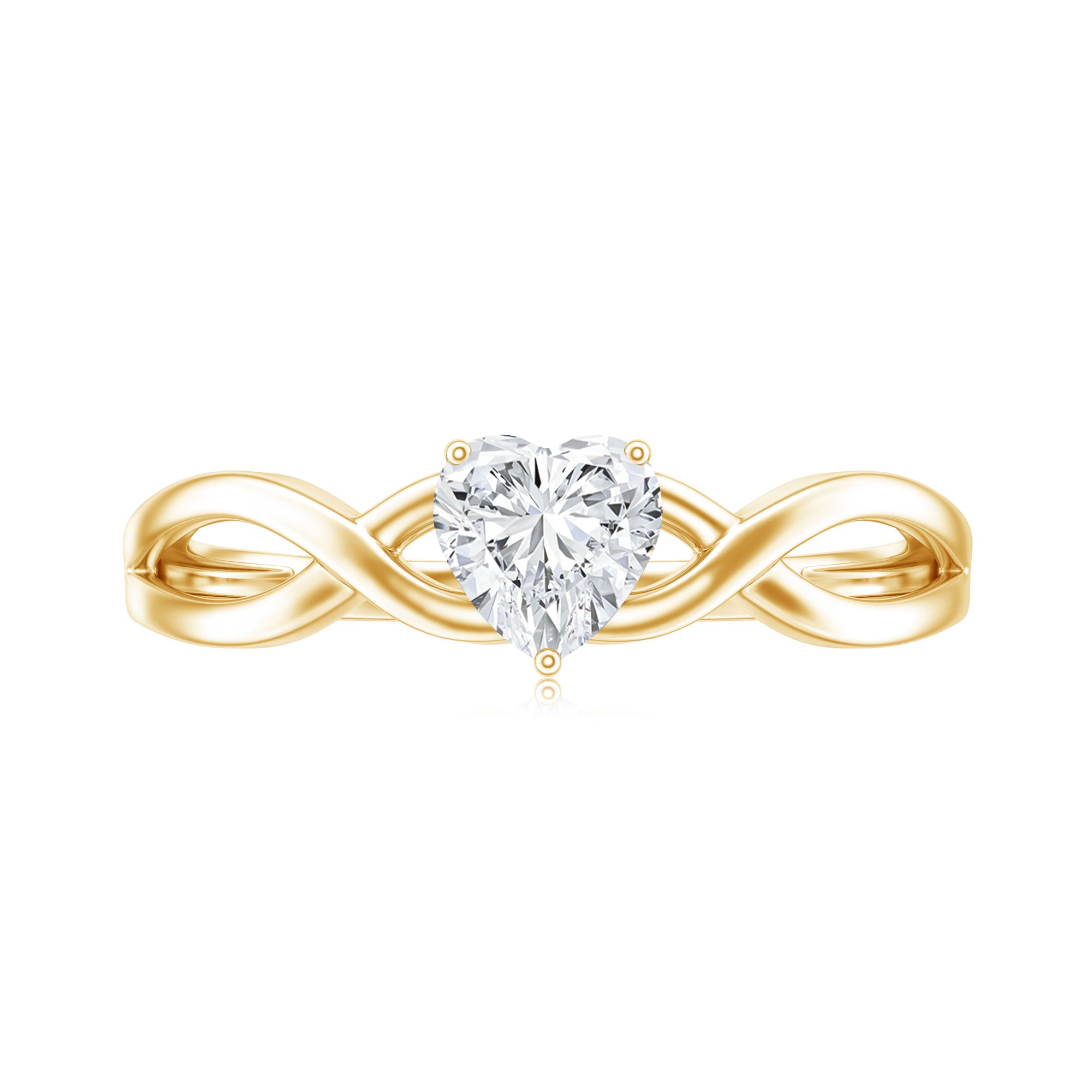Lab Grown Diamond Heart Promise Ring in Crossover Shank Lab - ( EF-VS ) - Rosec Jewels