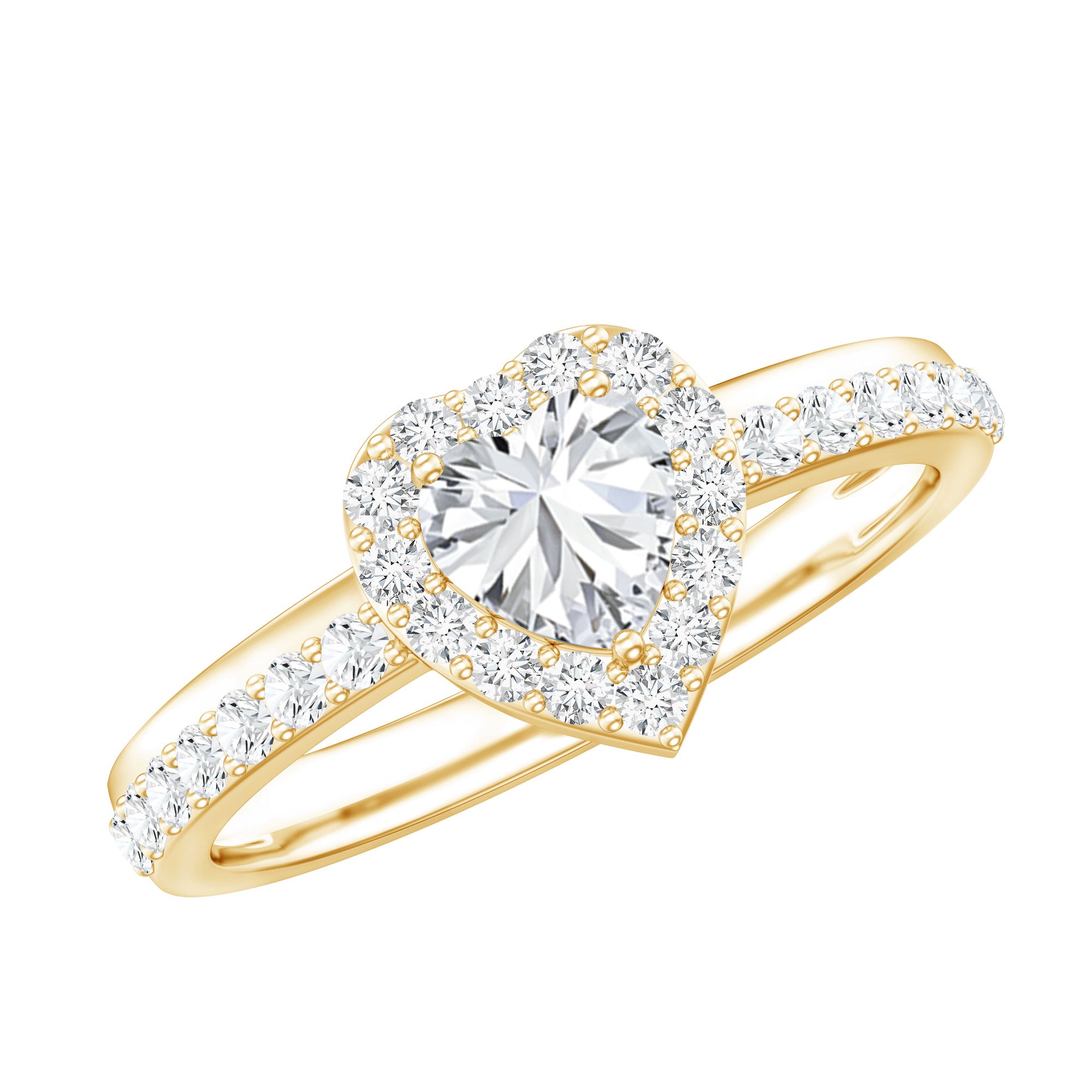 Heart Shape Lab Grown Diamond Engagement Ring with Halo Lab - ( EF-VS ) - Rosec Jewels