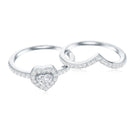 Heart Shape Lab Grown Diamond Bridal Ring Set Lab - ( EF-VS ) - Rosec Jewels