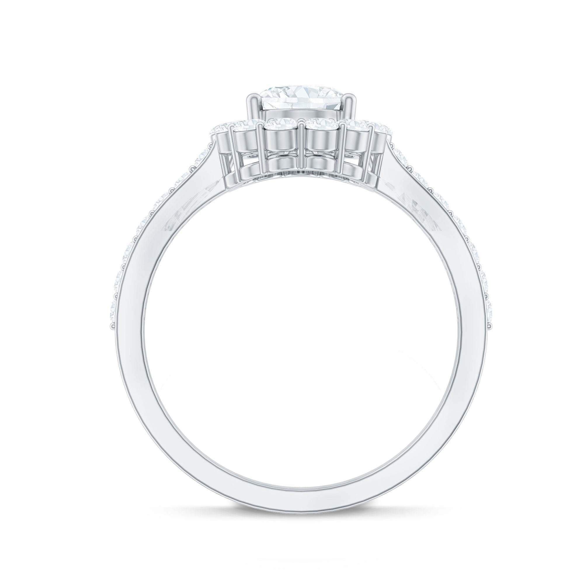 Oval Shape Lab Grown Diamond Halo Engagement Ring Lab - ( EF-VS ) - Rosec Jewels