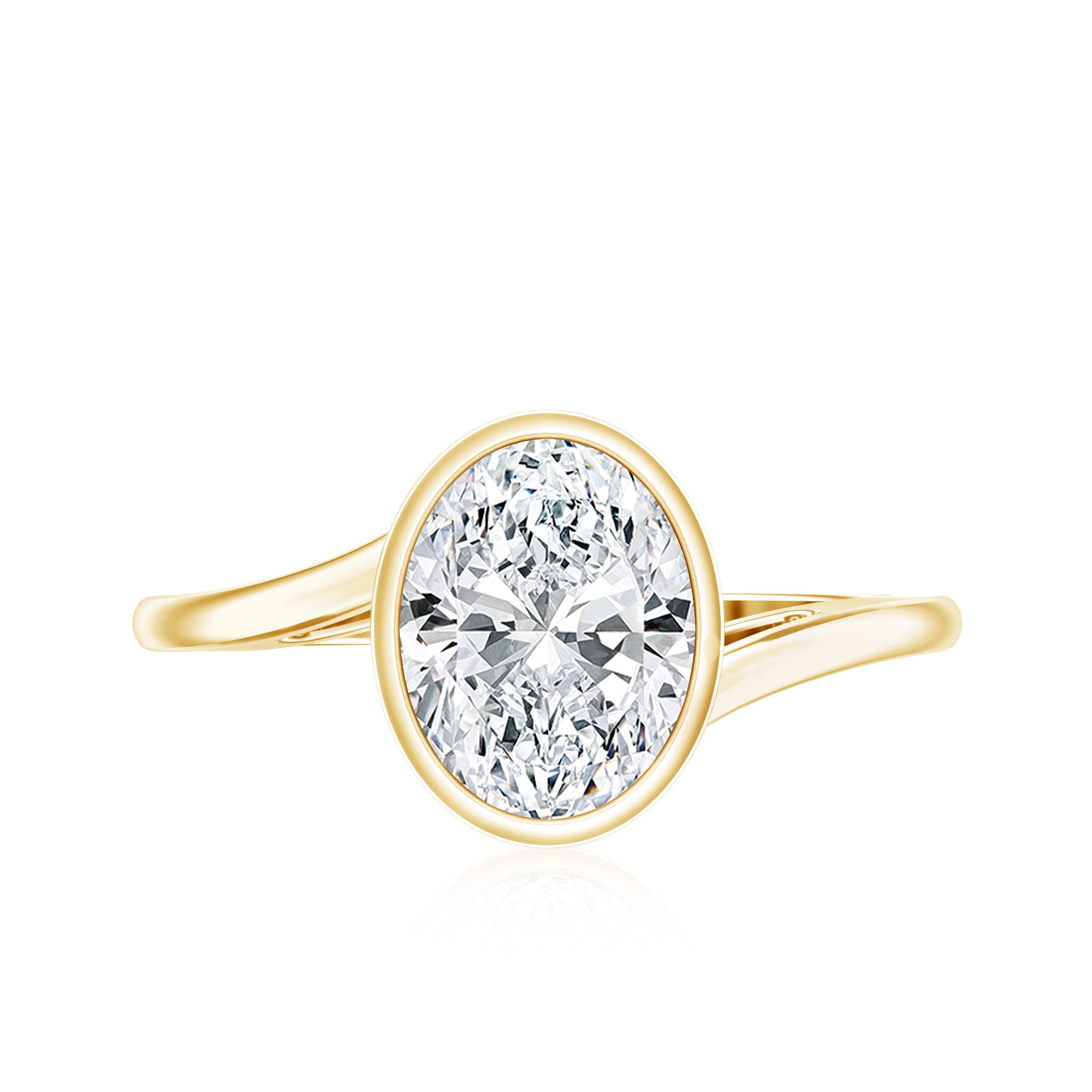 Oval Shape Lab Grown Diamond Solitaire Bypass Ring Lab - ( EF-VS ) - Rosec Jewels