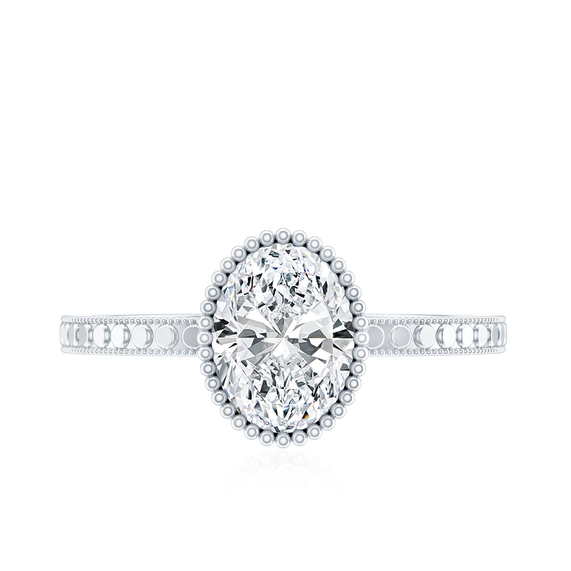 Vintage Style Oval Shape Lab Grown Diamond Solitaire Engagement Ring Lab - ( EF-VS ) - Rosec Jewels