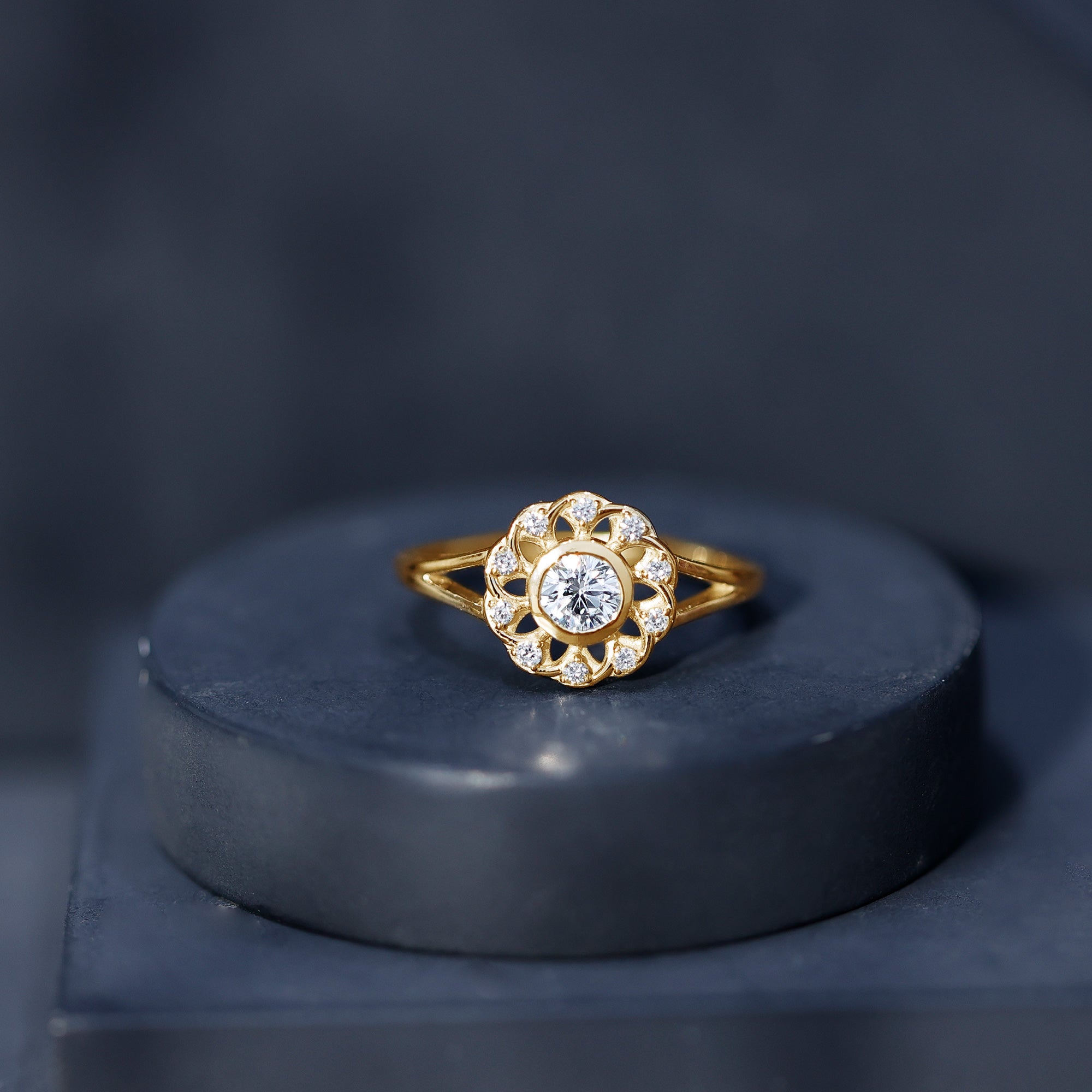 Lab Grown Diamond Nature Inspired Flower Engagement Ring Lab - ( EF-VS ) - Rosec Jewels