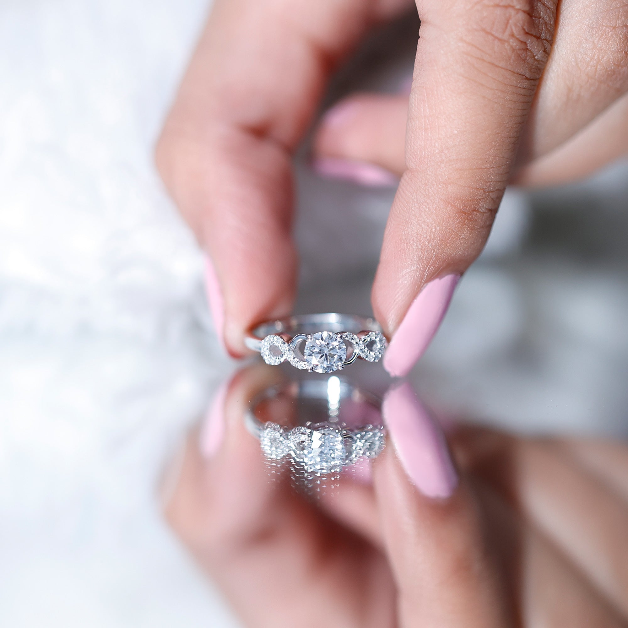 Lab Grown Diamond Criss Cross Promise Ring Lab - ( EF-VS ) - Rosec Jewels