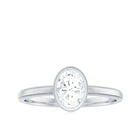 Bezel Set Oval Lab Grown Diamond Solitaire Ring Lab Grown Diamond - ( EF-VS ) - Color and Clarity - Rosec Jewels