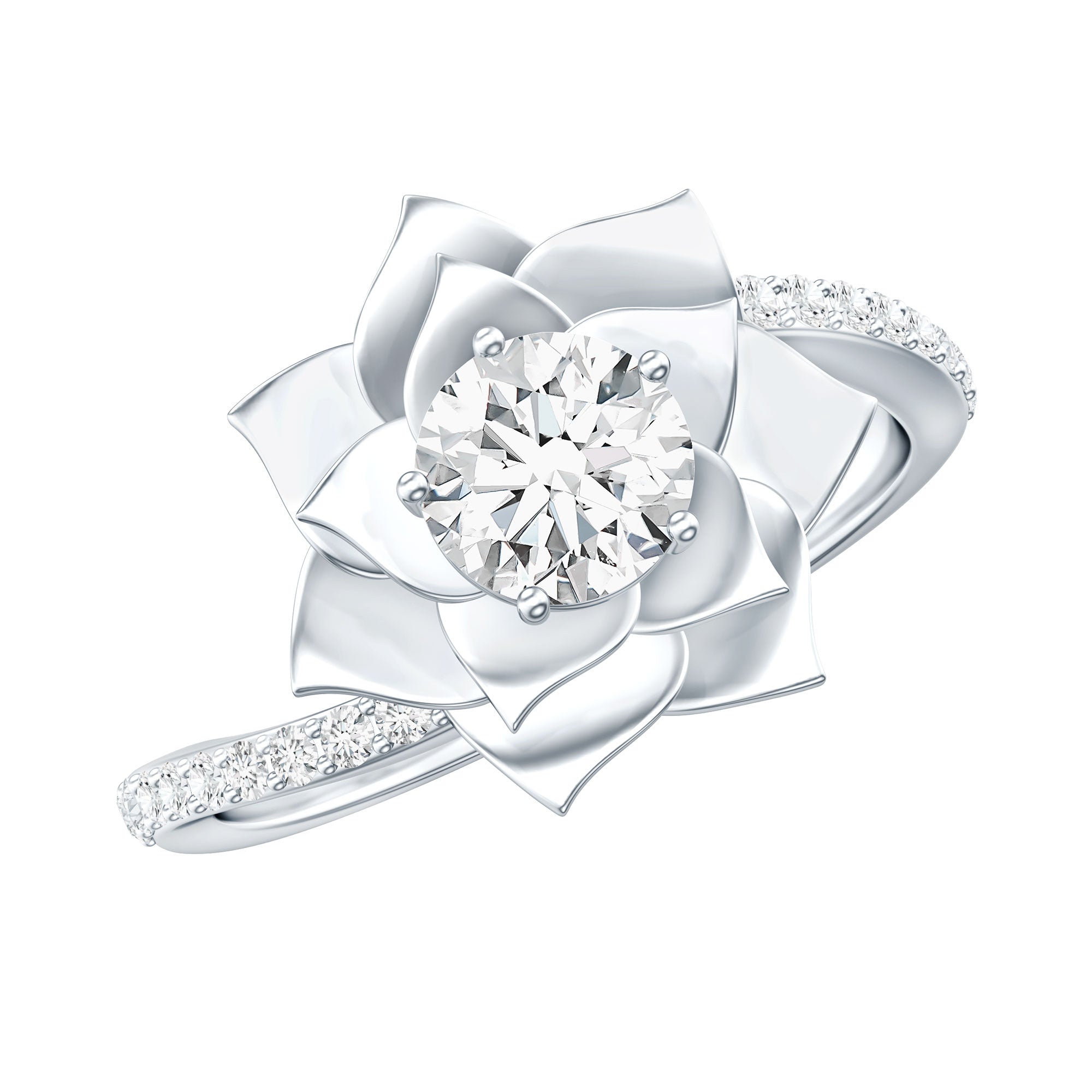 Lab Grown Diamond Nature Inspired Floral Bypass Ring