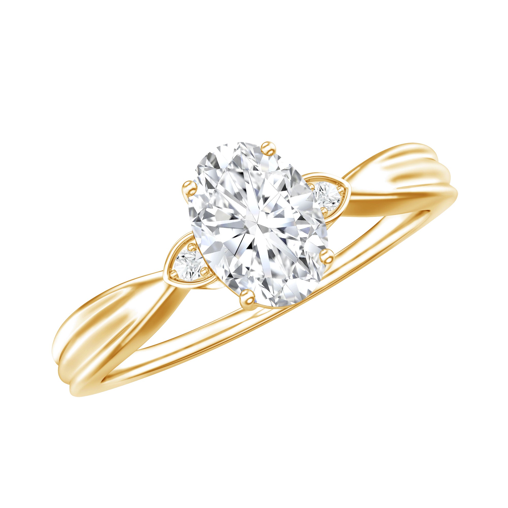 Oval Lab Grown Diamond Simple Solitaire Ring Lab - ( EF-VS ) - Rosec Jewels