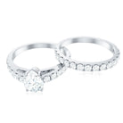 Minimal Pear Shape Lab Grown Diamond Wedding Ring Set Lab - ( EF-VS ) - Rosec Jewels