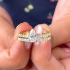 Minimal Pear Shape Lab Grown Diamond Wedding Ring Set Lab Grown Diamond - ( EF-VS ) - Color and Clarity - Rosec Jewels