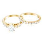 Minimal Pear Shape Lab Grown Diamond Wedding Ring Set Lab - ( EF-VS ) - Rosec Jewels
