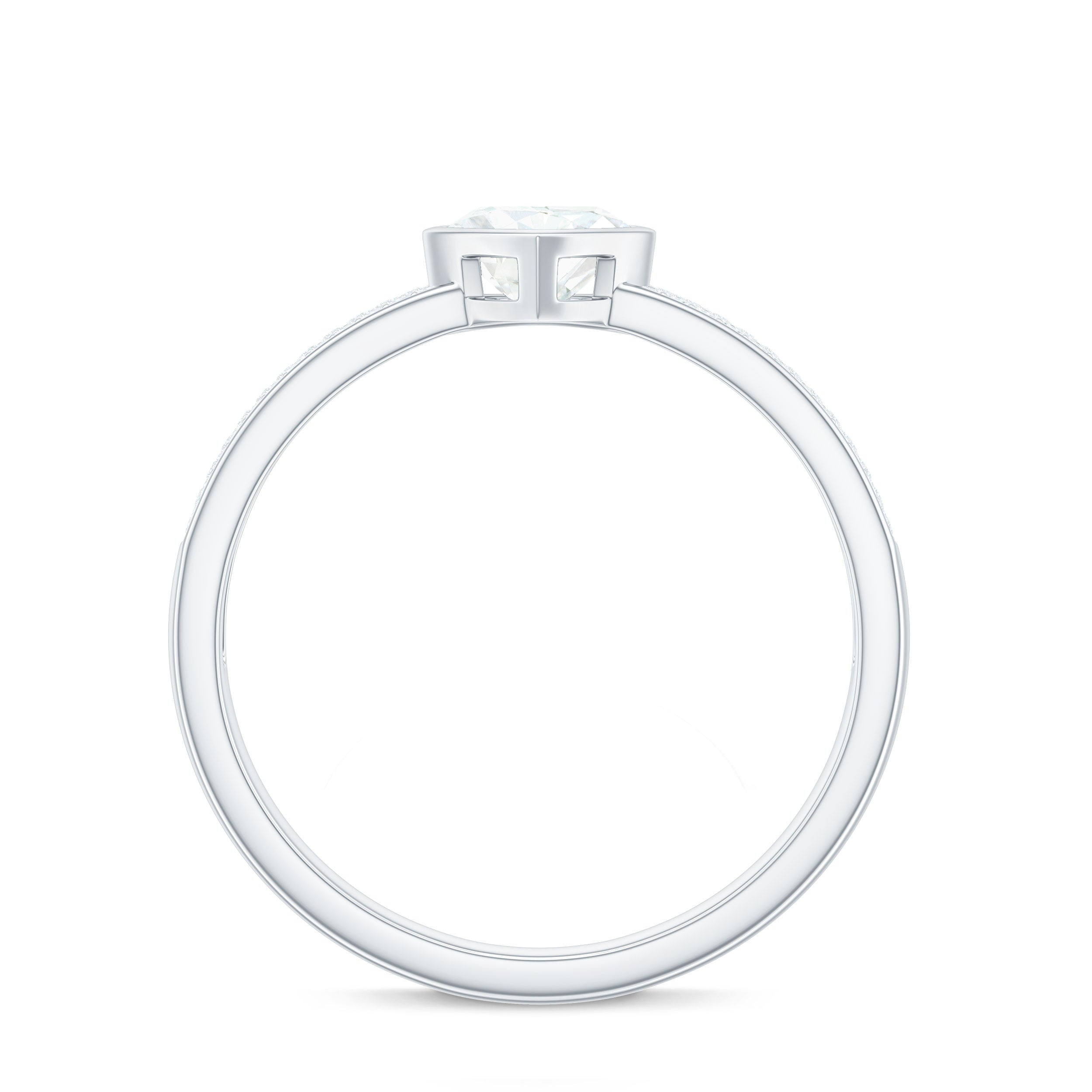 Heart Shape Lab Grown Diamond Solitaire Ring with Side Stones Lab - ( EF-VS ) - Rosec Jewels