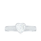 Heart Shape Lab Grown Diamond Solitaire Ring with Side Stones Lab - ( EF-VS ) - Rosec Jewels