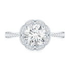 Certified Moissanite Designer Halo Engagement Ring in Gold Plated Silver D-VS1 92.5 Sterling Silver - Rosec Jewels