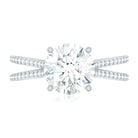Solitaire Moissanite 2 Carat Engagement Ring with Split Shank D-VS1 92.5 Sterling Silver - Rosec Jewels