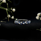Certified Lab Grown Blue Sapphire Diamond Half Eternity Band Ring AAAA - Rosec Jewels