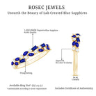 Certified Lab Grown Blue Sapphire Diamond Half Eternity Band Ring AAAA - Rosec Jewels