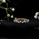 Certified Lab Grown Blue Sapphire Diamond Half Eternity Band Ring AAAA - Rosec Jewels