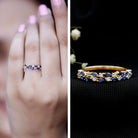 Certified Lab Grown Blue Sapphire Diamond Half Eternity Band Ring AAAA - Rosec Jewels