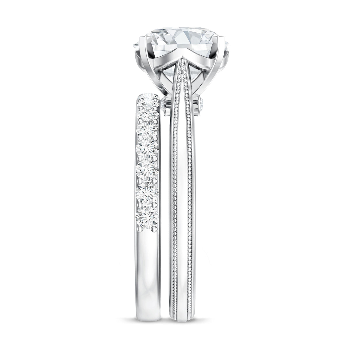 Rosec Jewels-IGI Documented 3 Carat Lab Grown Diamond Solitaire Bridal Ring Set