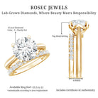 Rosec Jewels-Lab Grown 4 Carat Diamond Solitaire Wedding Ring Set with IGI Certificate