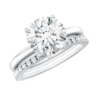 Round Shaped 3 Carat Lab Grown Diamond Solitaire Bridal Ring Set with IGI Certificate Lab - ( E-VS1 ) - Rosec Jewels