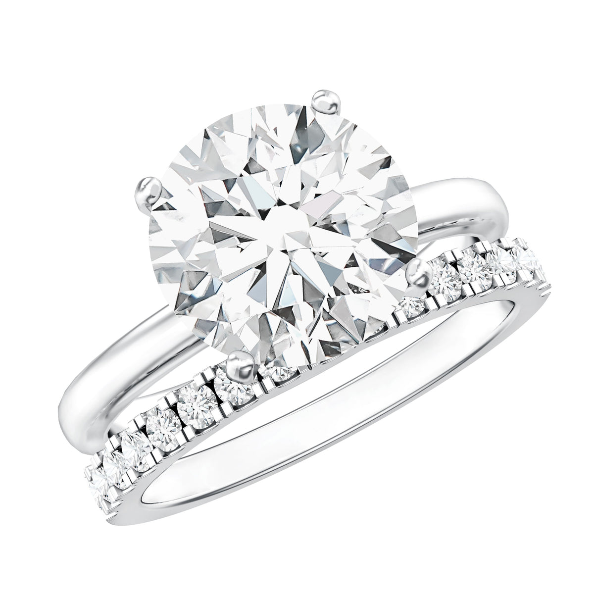 Rosec Jewels-IGI Graded 4 Carat Lab Diamond Round Engagement Ring with Enhancer