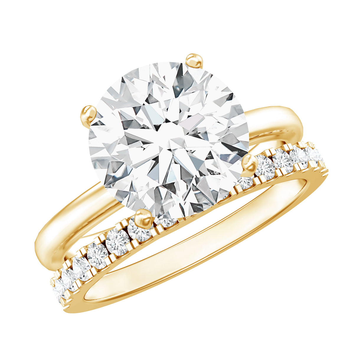Rosec Jewels-IGI Graded 4 Carat Lab Diamond Round Engagement Ring with Enhancer