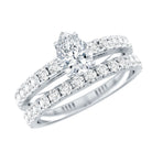 IGI Certified 1 Carat Lab Grown Diamond Pear Engagement Ring with Wedding Band Lab - ( E-VS1 ) - Rosec Jewels