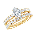 IGI Certified 1 Carat Lab Grown Diamond Pear Engagement Ring with Wedding Band Lab - ( E-VS1 ) - Rosec Jewels