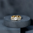 IGI Certified 1 Carat Lab Grown Diamond Pear Engagement Ring with Wedding Band Lab - ( E-VS1 ) - Rosec Jewels