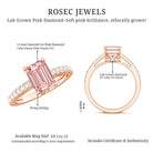 Lab Grown 2 Carat Pink Diamond Emerald Cut Engagement Ring IGI Verified Fancy Pink - VS1 - Rosec Jewels