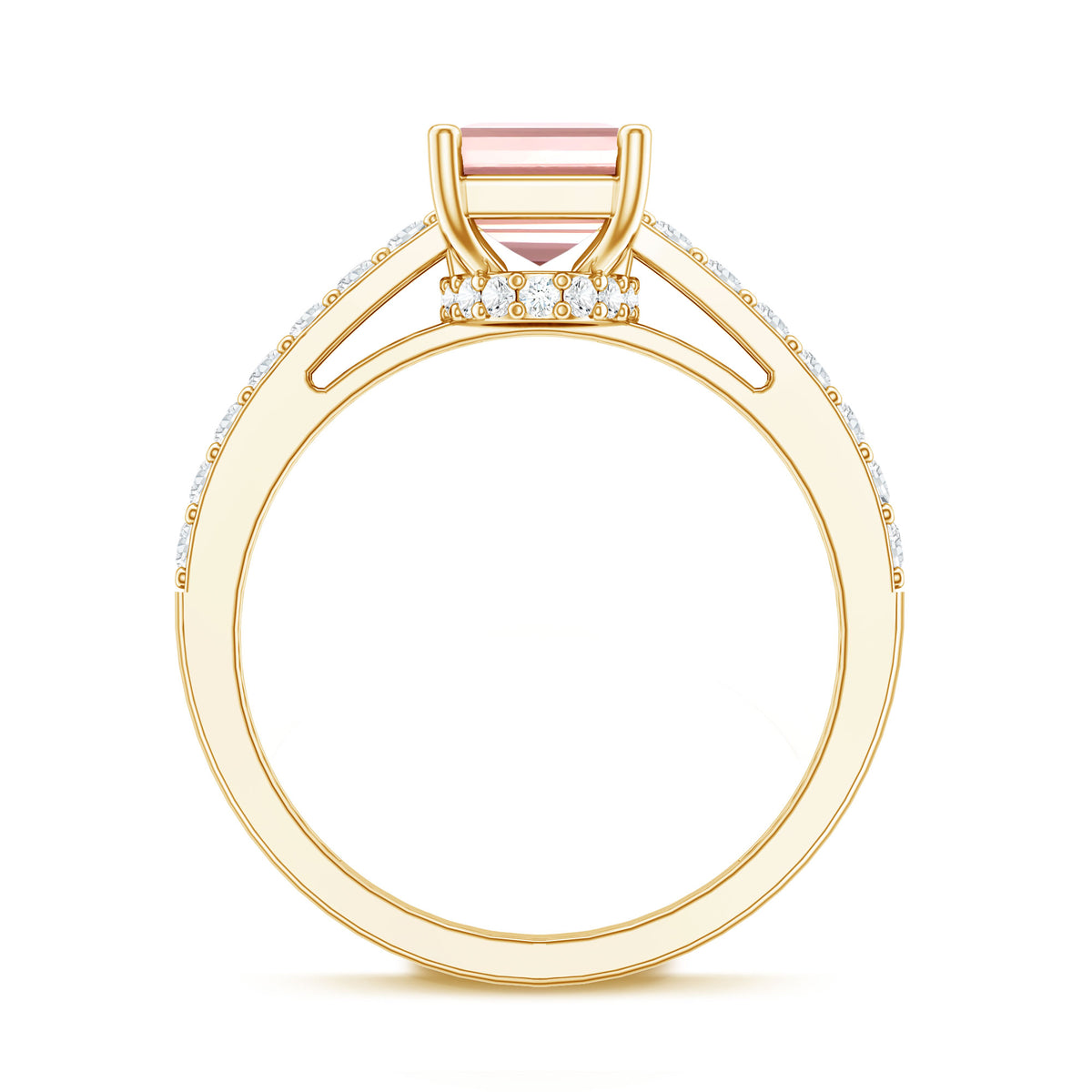 Lab Grown 2 Carat Pink Diamond Emerald Cut Engagement Ring IGI Verified Fancy Pink - VS1 - Rosec Jewels