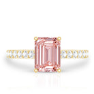 Lab Grown 2 Carat Pink Diamond Emerald Cut Engagement Ring IGI Verified Fancy Pink - VS1 - Rosec Jewels